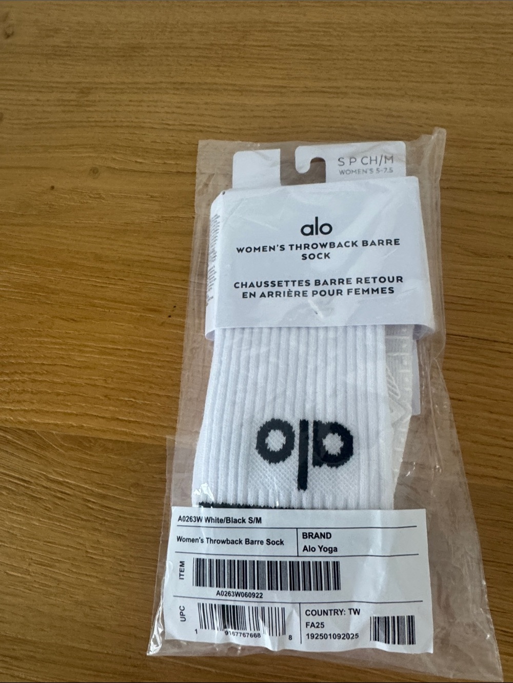 ALO Yoga Women's Throwback Barre Sock - White with Black Logo